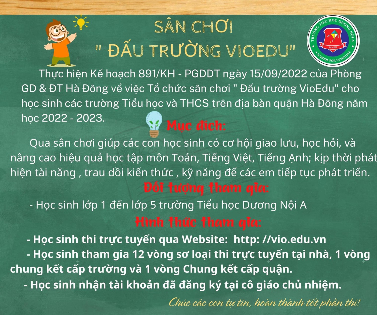 SÂN CHƠI ĐẤU TRƯỜNG VIOEDU